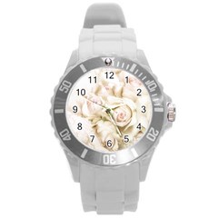 Pastel Roses Antique Vintage Round Plastic Sport Watch (l) by Celenk