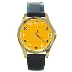 Texture Background Pattern Round Gold Metal Watch