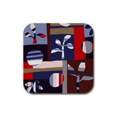 Surface Tree Polka Dots Rubber Square Coaster (4 Pack) 