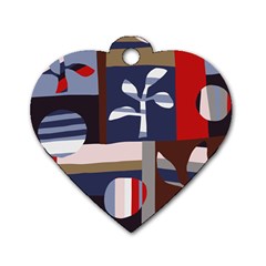 Surface Tree Polka Dots Dog Tag Heart (two Sides)