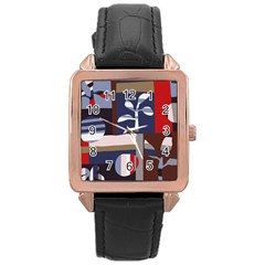 Surface Tree Polka Dots Rose Gold Leather Watch 