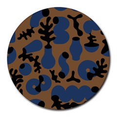 Superfiction Object Blue Black Brown Pattern Round Mousepads