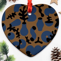 Superfiction Object Blue Black Brown Pattern Ornament (heart) by Mariart