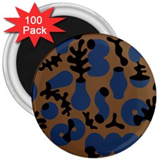 Superfiction Object Blue Black Brown Pattern 3  Magnets (100 Pack)