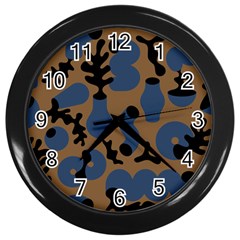 Superfiction Object Blue Black Brown Pattern Wall Clocks (black)