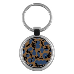 Superfiction Object Blue Black Brown Pattern Key Chains (round)  by Mariart