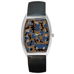 Superfiction Object Blue Black Brown Pattern Barrel Style Metal Watch