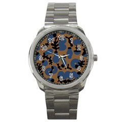 Superfiction Object Blue Black Brown Pattern Sport Metal Watch by Mariart