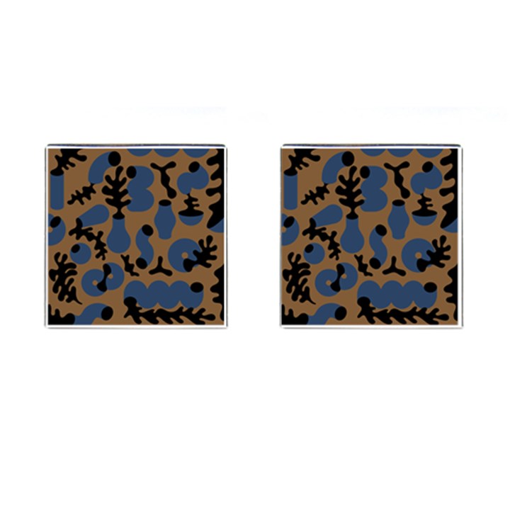 Superfiction Object Blue Black Brown Pattern Cufflinks (Square)