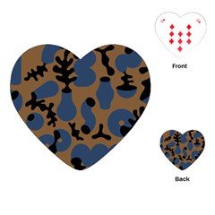 Superfiction Object Blue Black Brown Pattern Playing Cards (heart) 