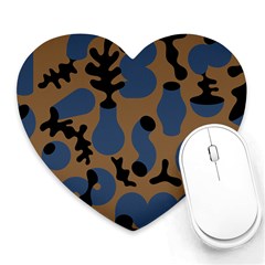 Superfiction Object Blue Black Brown Pattern Heart Mousepads