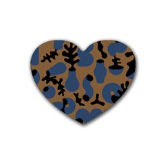 Superfiction Object Blue Black Brown Pattern Heart Coaster (4 Pack) 