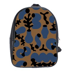 Superfiction Object Blue Black Brown Pattern School Bag (large)