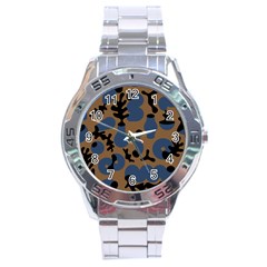 Superfiction Object Blue Black Brown Pattern Stainless Steel Analogue Watch