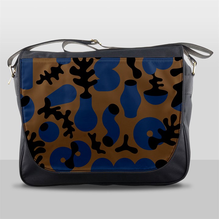 Superfiction Object Blue Black Brown Pattern Messenger Bags