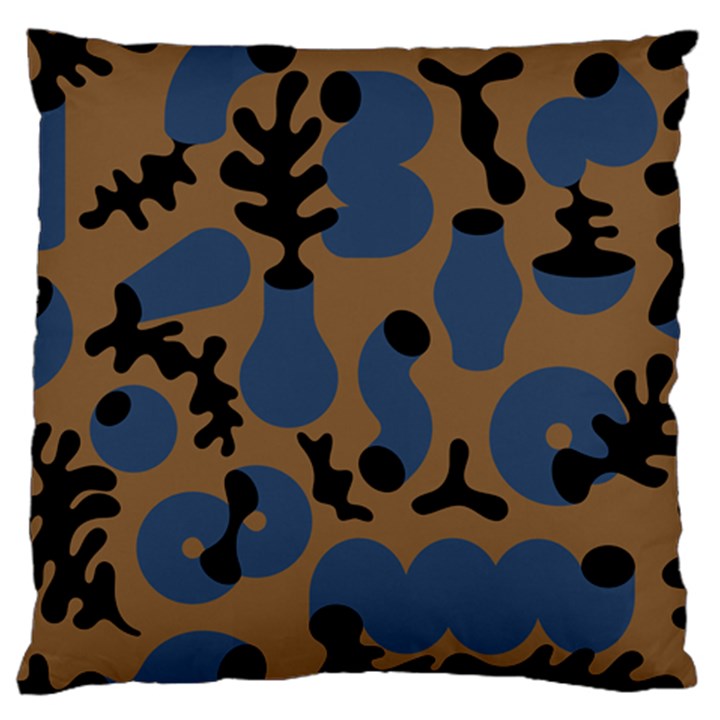 Superfiction Object Blue Black Brown Pattern Large Cushion Case (Two Sides)