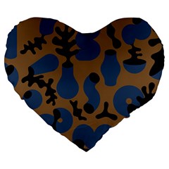 Superfiction Object Blue Black Brown Pattern Large 19  Premium Heart Shape Cushions by Mariart