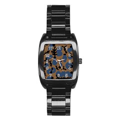 Superfiction Object Blue Black Brown Pattern Stainless Steel Barrel Watch