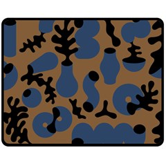 Superfiction Object Blue Black Brown Pattern Double Sided Fleece Blanket (medium) 