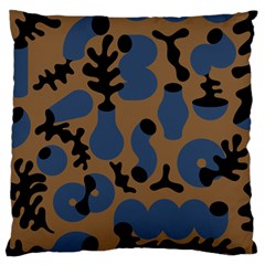 Superfiction Object Blue Black Brown Pattern Large Flano Cushion Case (two Sides) by Mariart