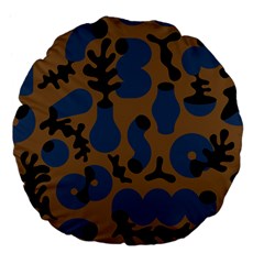 Superfiction Object Blue Black Brown Pattern Large 18  Premium Flano Round Cushions