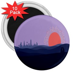 Wedding Lavender Moon Romantic Natural 3  Magnets (10 Pack) 