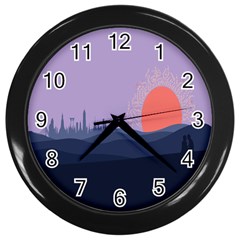 Wedding Lavender Moon Romantic Natural Wall Clocks (black)