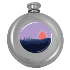 Wedding Lavender Moon Romantic Natural Round Hip Flask (5 Oz)