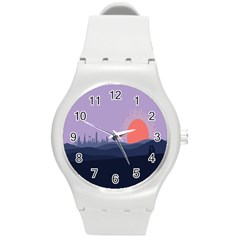 Wedding Lavender Moon Romantic Natural Round Plastic Sport Watch (m) by Mariart