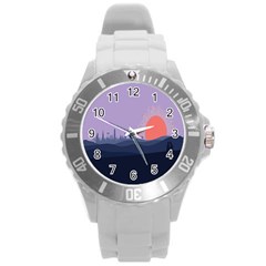 Wedding Lavender Moon Romantic Natural Round Plastic Sport Watch (l)