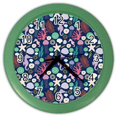 Seahorses Jellyfish Seaworld Sea  Beach Swiim Color Wall Clocks