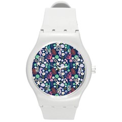 Seahorses Jellyfish Seaworld Sea  Beach Swiim Round Plastic Sport Watch (M)