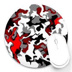 Vector Red Black White Camo Advance Round Mousepads by Mariart