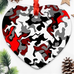 Vector Red Black White Camo Advance Ornament (heart)