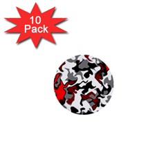 Vector Red Black White Camo Advance 1  Mini Buttons (10 Pack) 