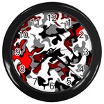 Vector Red Black White Camo Advance Wall Clocks (Black) Front