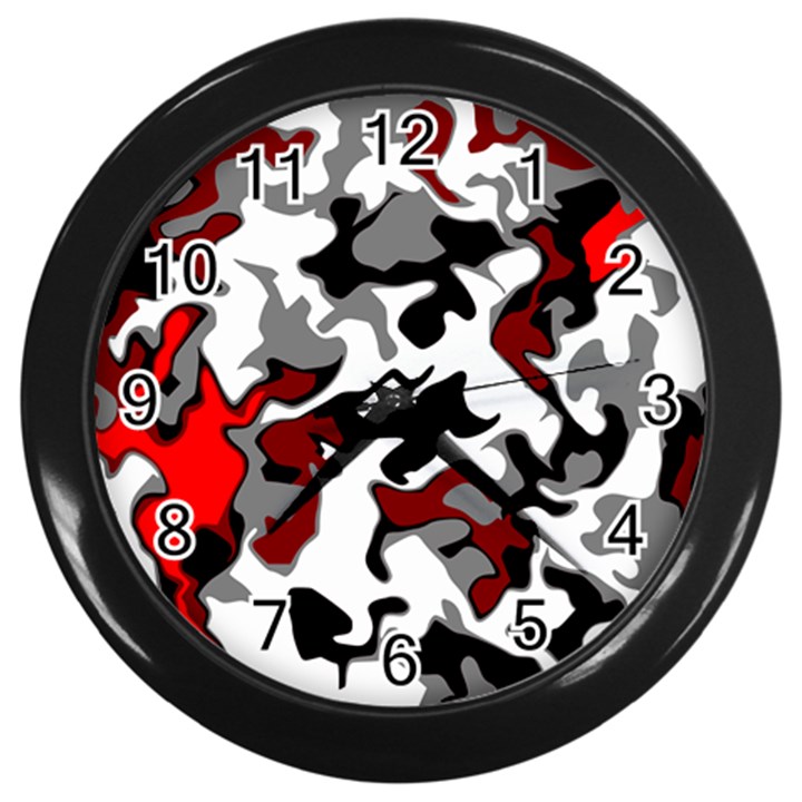 Vector Red Black White Camo Advance Wall Clocks (Black)