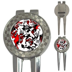 Vector Red Black White Camo Advance 3-in-1 Golf Divots by Mariart