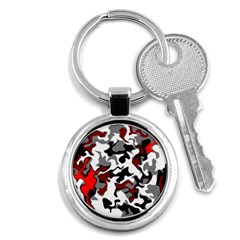 Vector Red Black White Camo Advance Key Chains (round) 