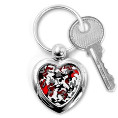 Vector Red Black White Camo Advance Key Chains (heart) 