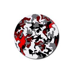 Vector Red Black White Camo Advance Rubber Coaster (round) 