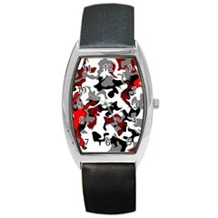 Vector Red Black White Camo Advance Barrel Style Metal Watch