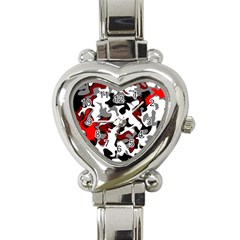 Vector Red Black White Camo Advance Heart Italian Charm Watch