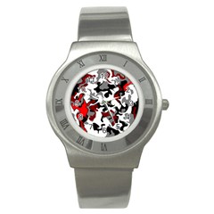 Vector Red Black White Camo Advance Stainless Steel Watch