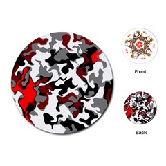 Vector Red Black White Camo Advance Playing Cards (round) 