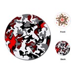 Vector Red Black White Camo Advance Playing Cards (Round)  Front