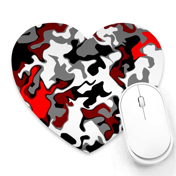 Vector Red Black White Camo Advance Heart Mousepads