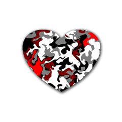 Vector Red Black White Camo Advance Rubber Coaster (heart)  by Mariart