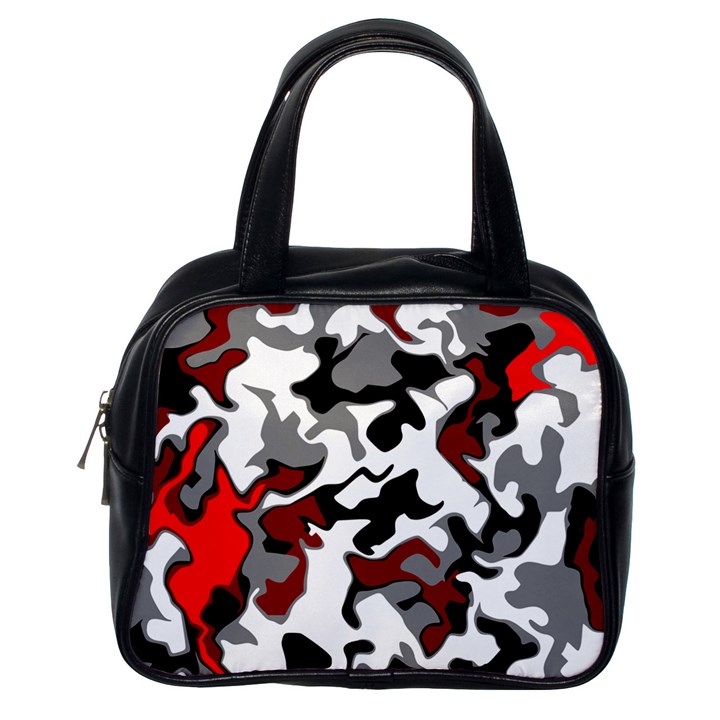 Vector Red Black White Camo Advance Classic Handbags (One Side)