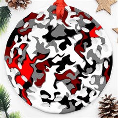 Vector Red Black White Camo Advance Ornament (round Filigree)